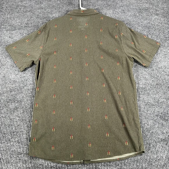 Roark Shirt Mens Medium Green Striped Geometric Short Sleeve Button Up Casual - Picture 12 of 12